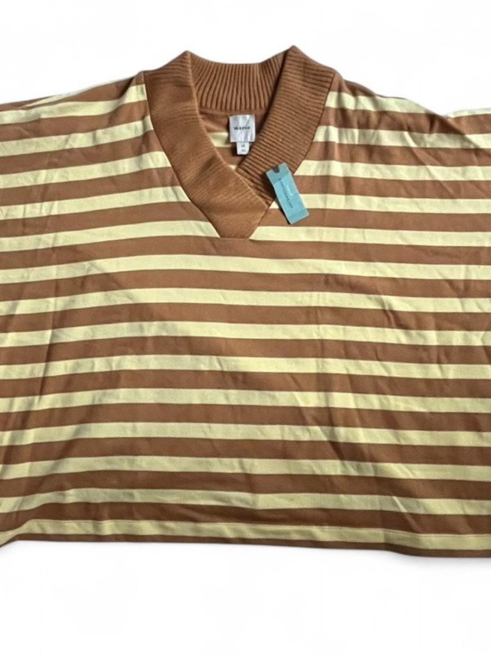 Women’s Striped V-Neck Sweater - Brown/Cream